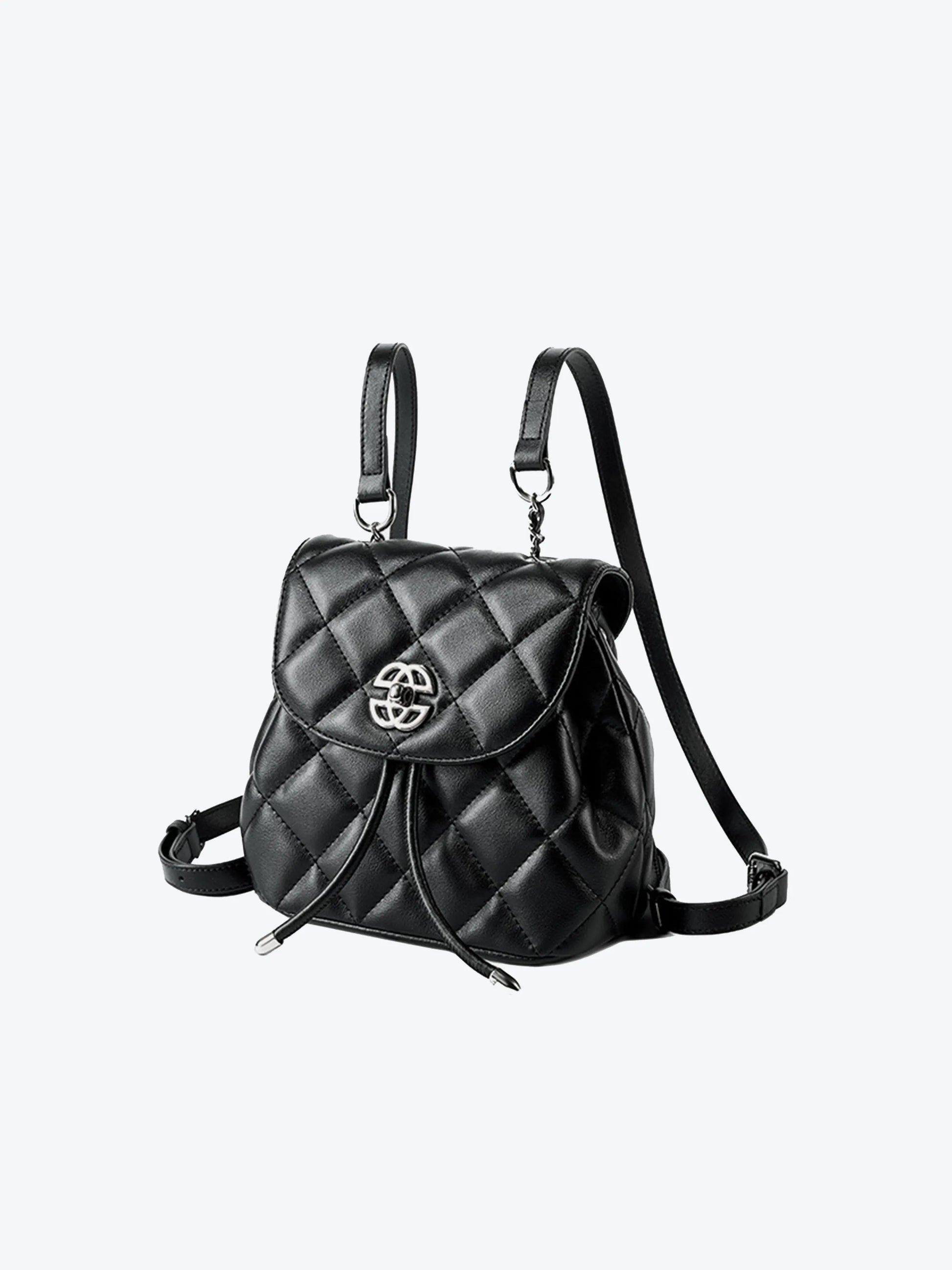 diamond stitch fashion pu leather backpack Backpack - Genuine Leather