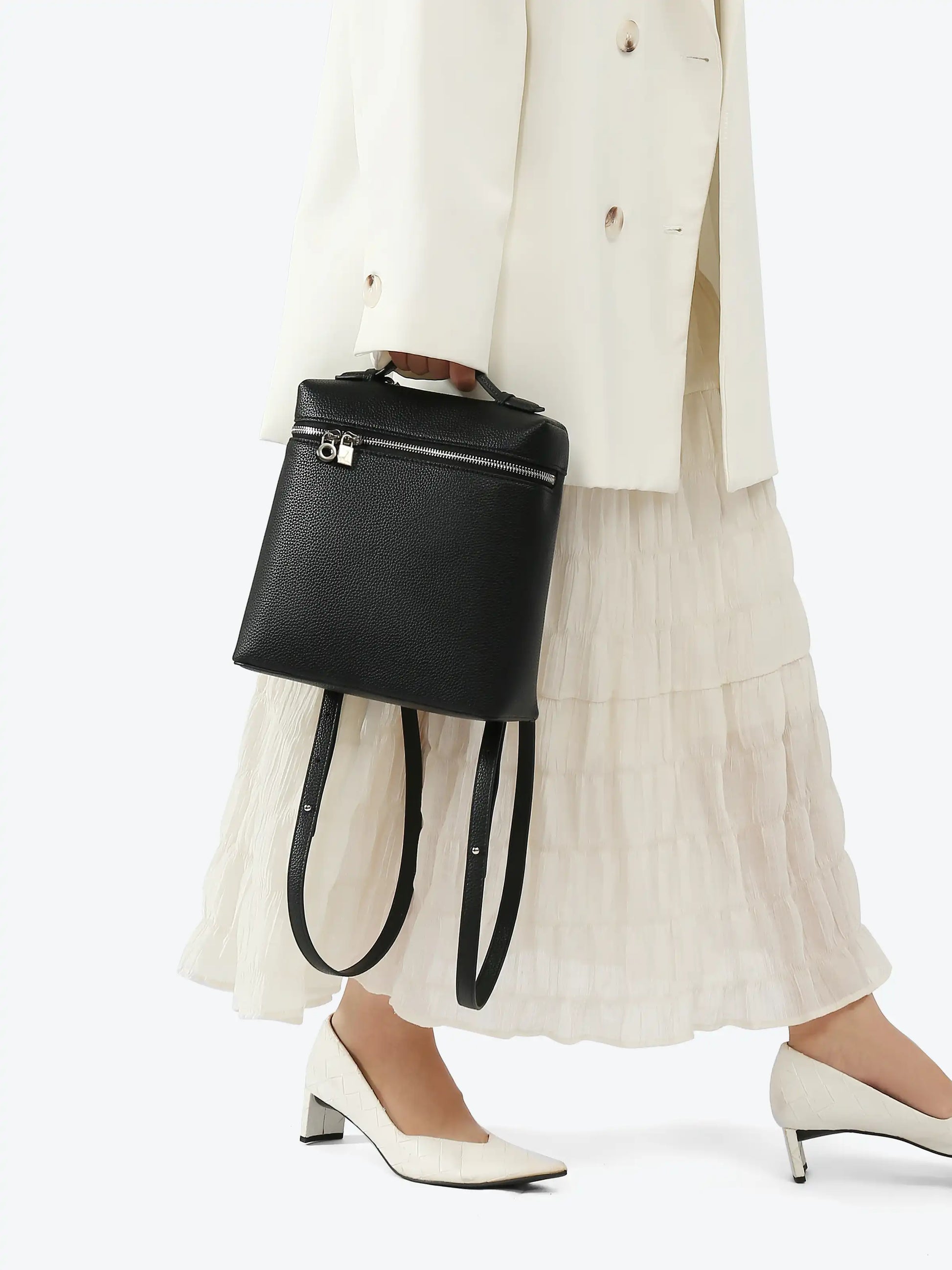 Black Backpack - Lychee texture