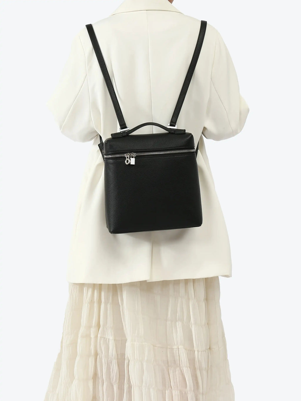 Black Backpack - Lychee texture