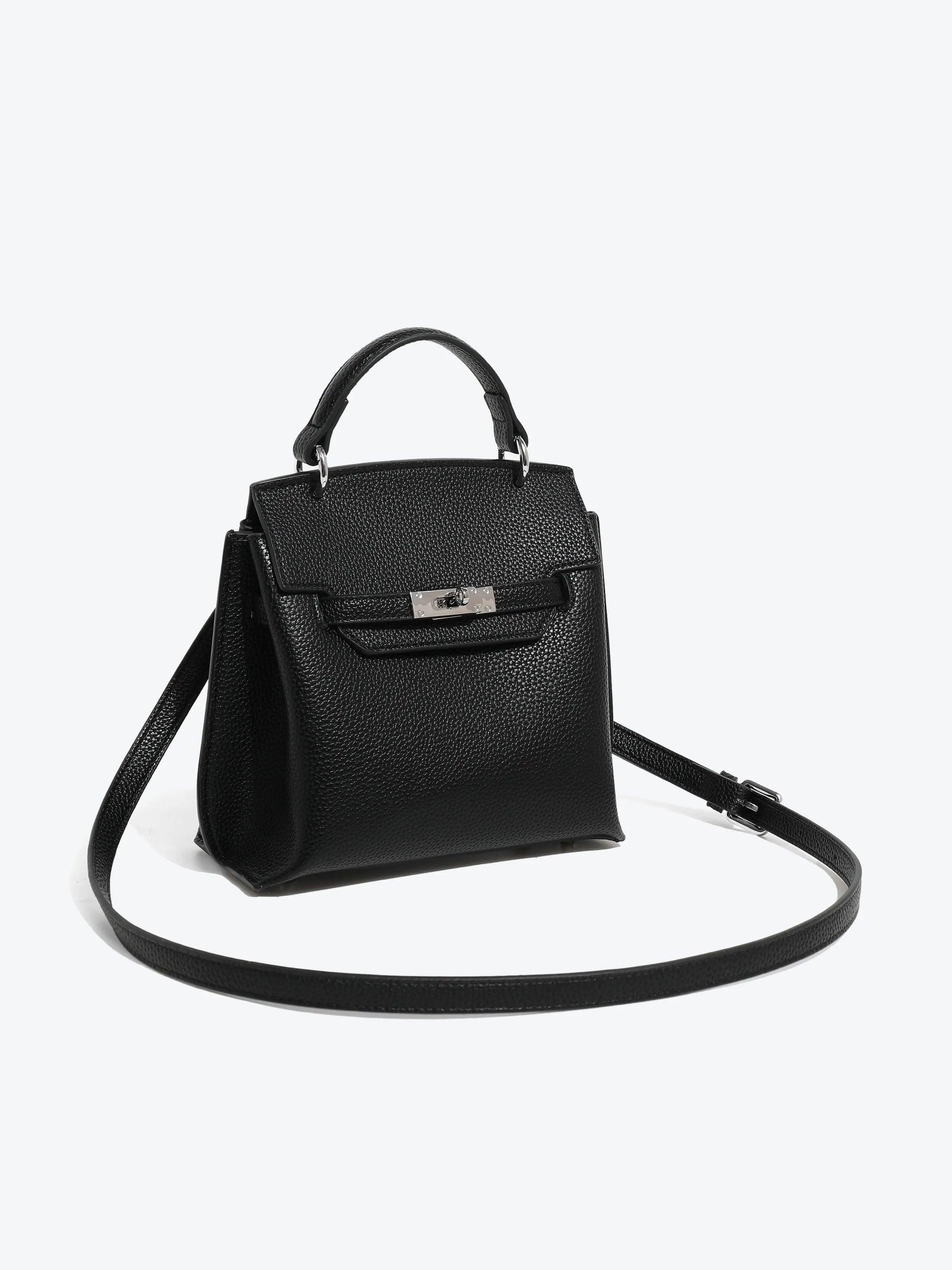 Black Handbag - Lychee texture