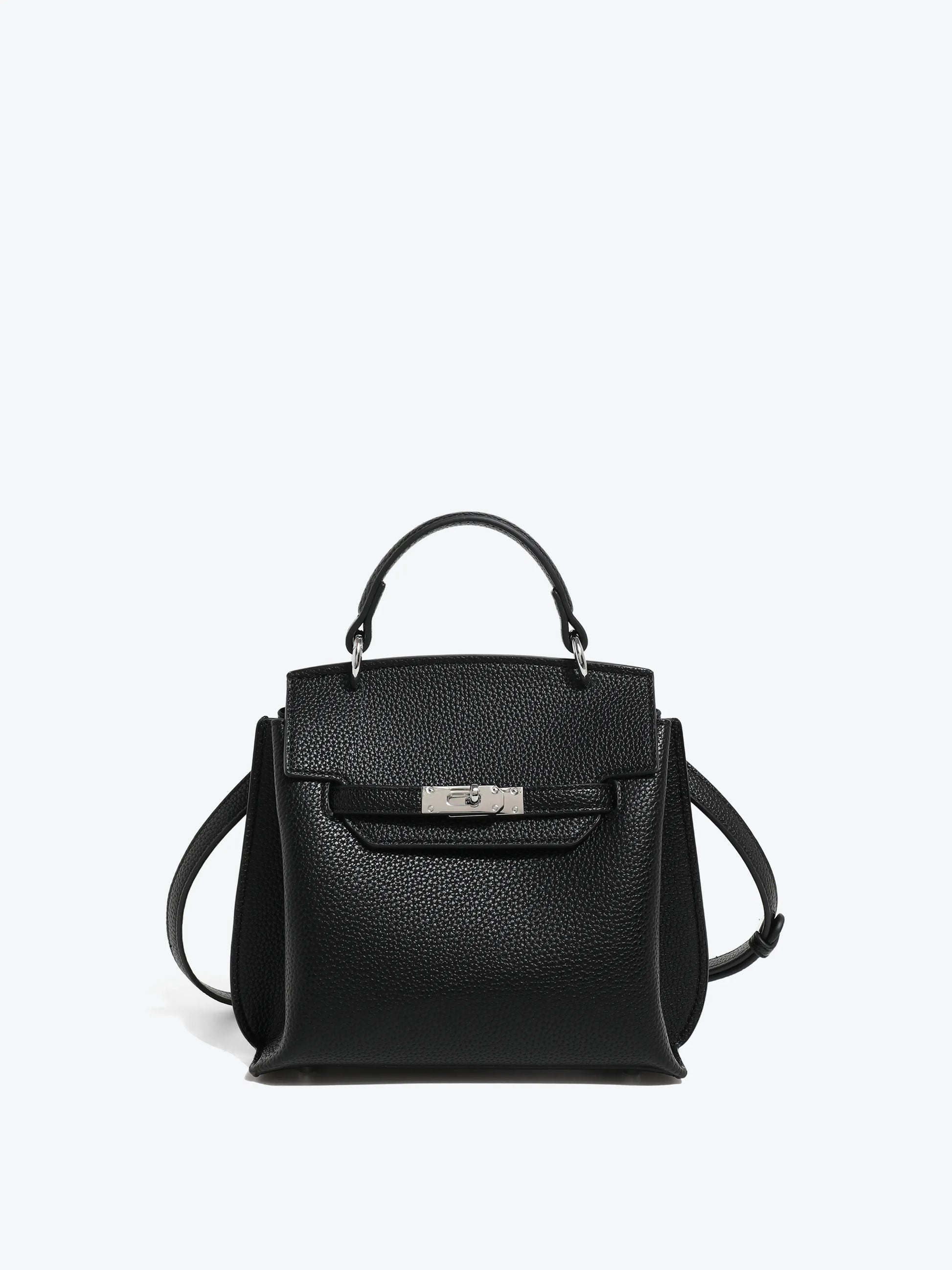 Black Handbag - Lychee texture
