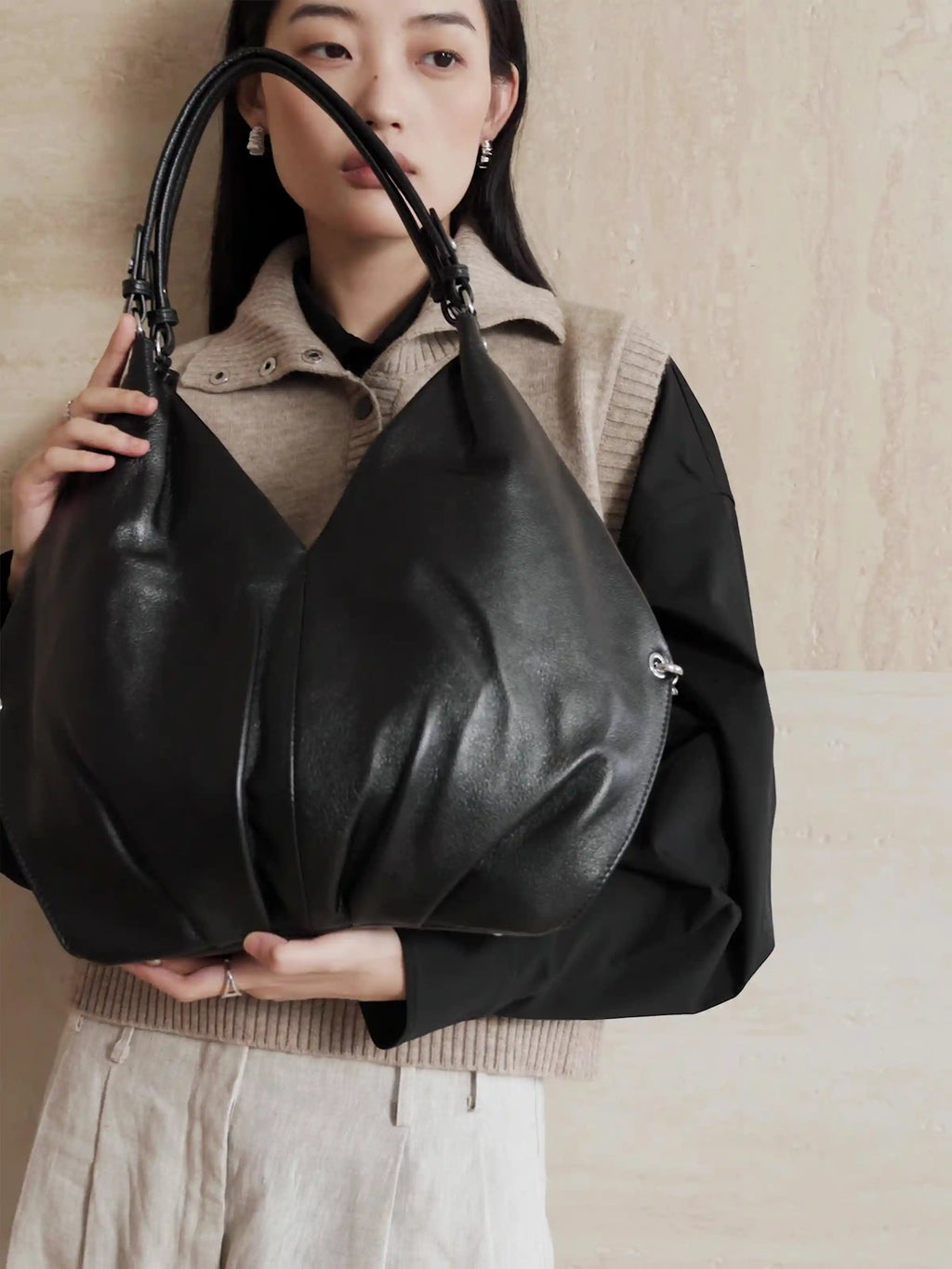 Shoulder Bag - Top-grain leather