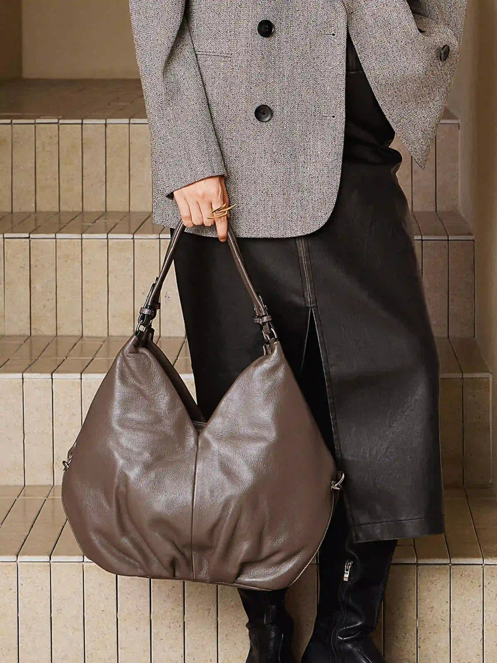 Shoulder Bag - Top-grain leather