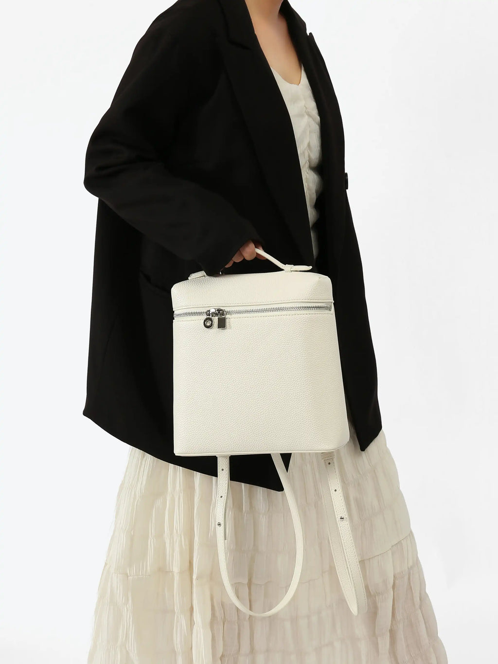 White Backpack - Lychee texture