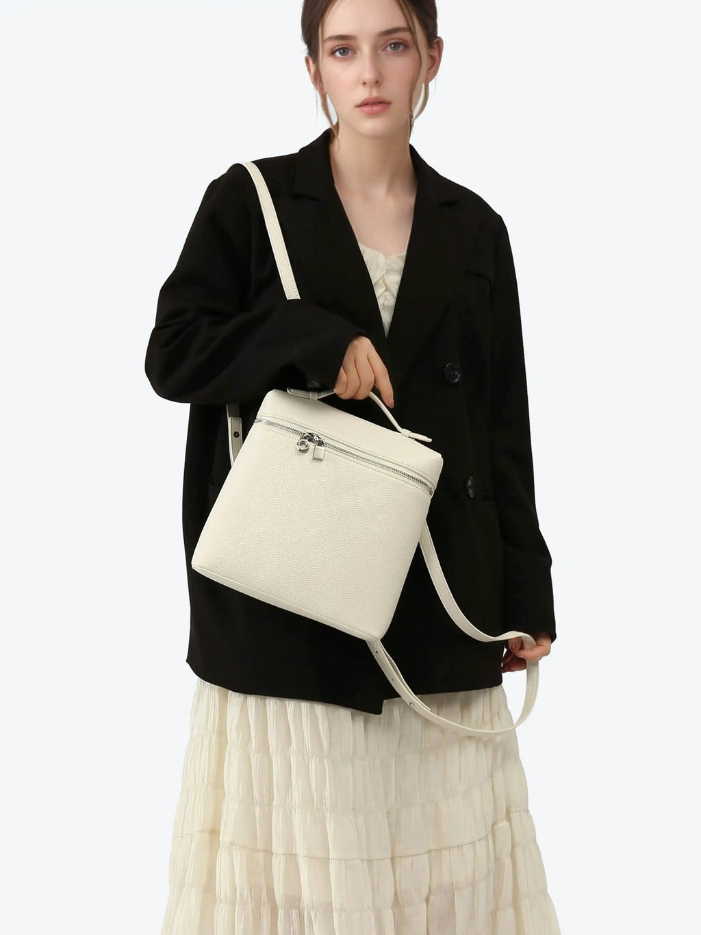 White Backpack - Lychee texture